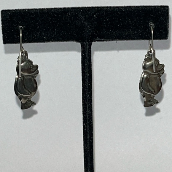 Disney Classic Winnie The Pooh Dangle Pewter Earrings vintage - Picture 2 of 9